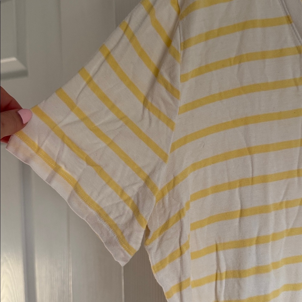 Old Navy Yellow and White Striped V-Neck Tee - Picture 4 of 5